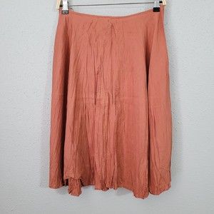 NWT Nougat London 100% Silk Crepe Flare Muted Coral Skirt Size 2